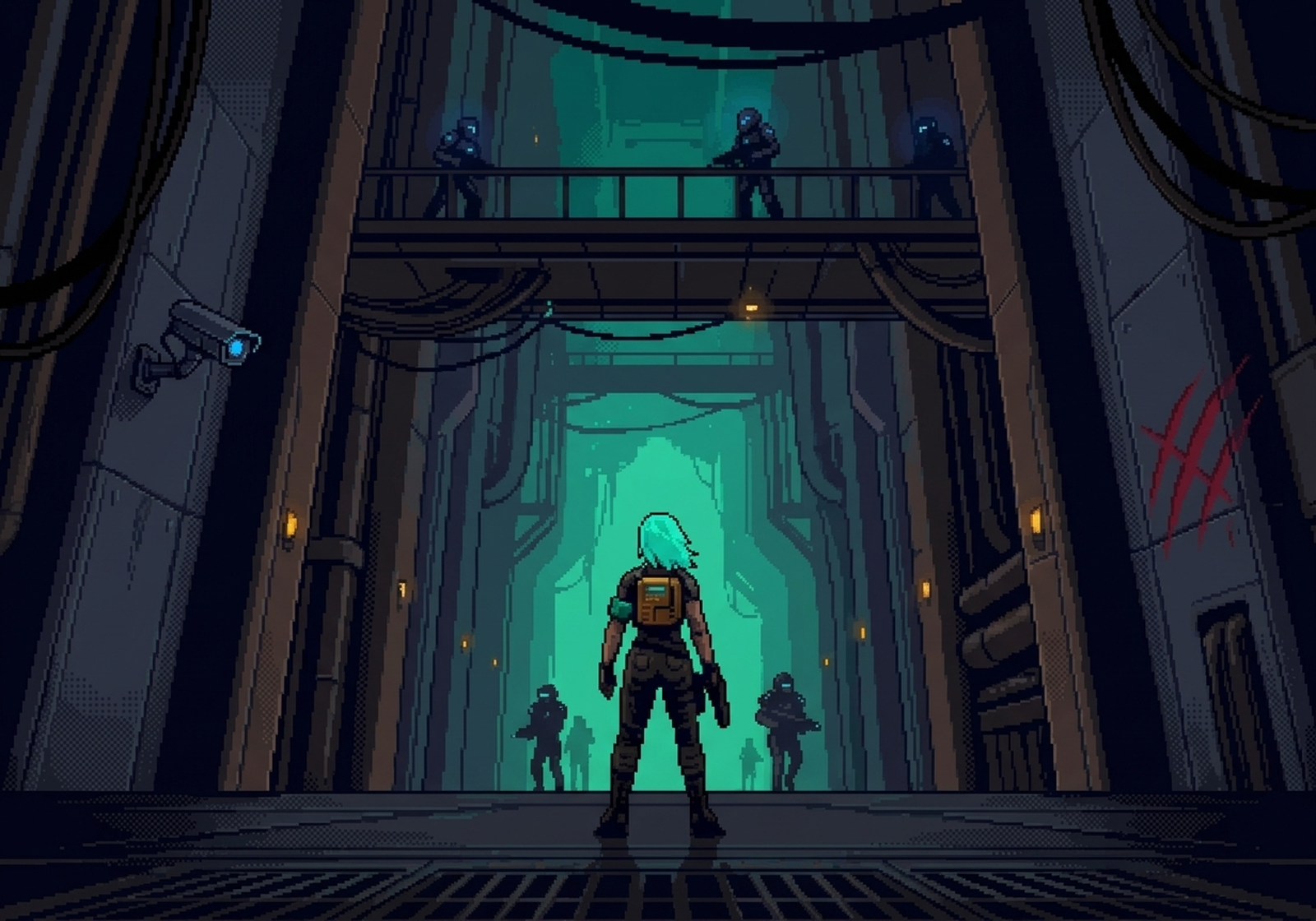 Smuggler's Run — cyberpunk pixel art scene